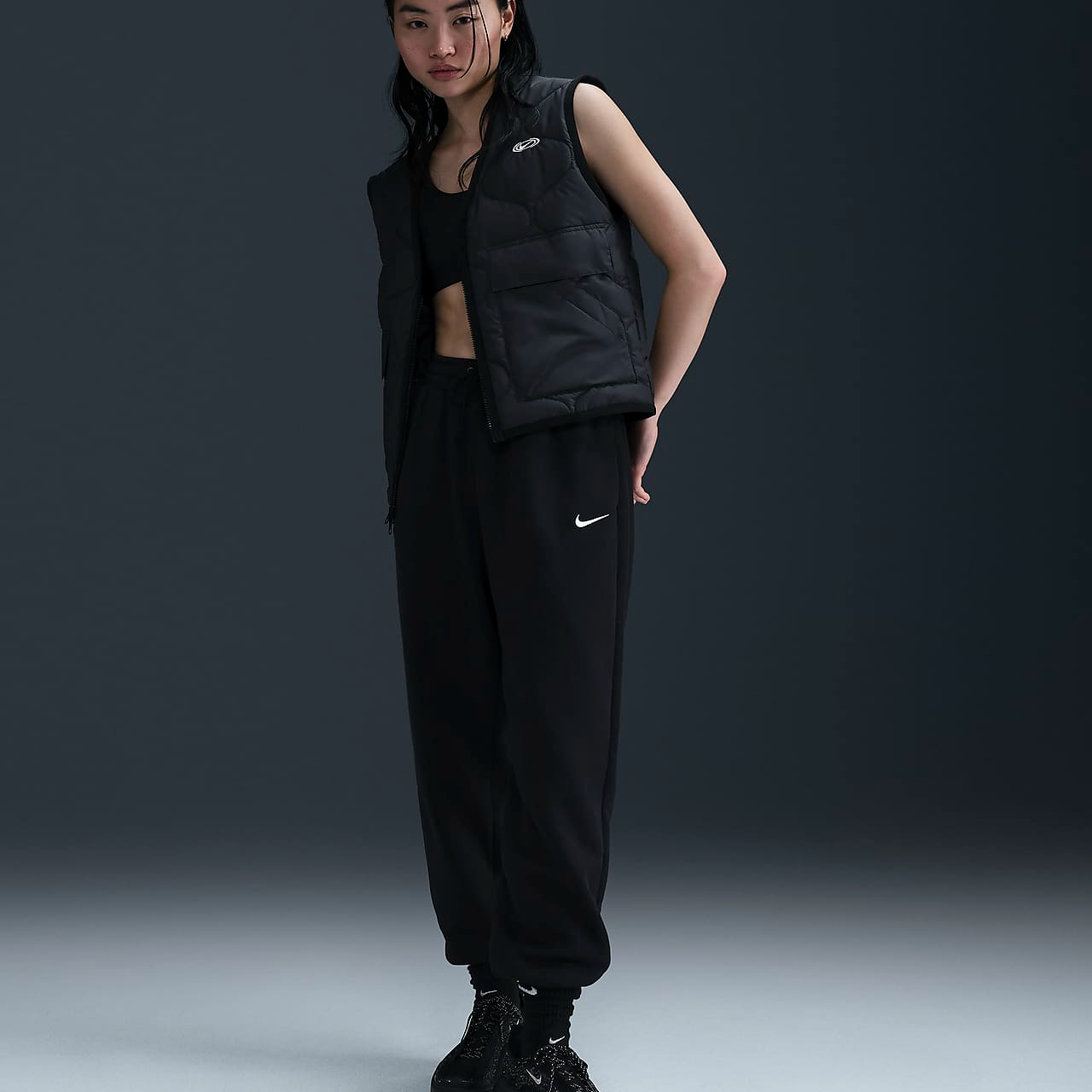NIKE/耐克女子高腰Oversize风加绒直筒休闲保暖运动裤FZ5997010