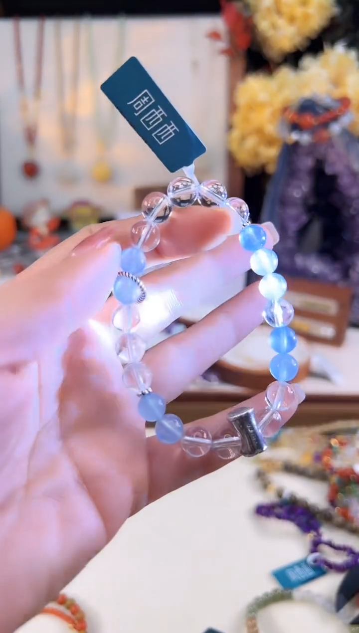 【闪购商品】海蓝宝石手链银S925镶嵌@@I003B017126