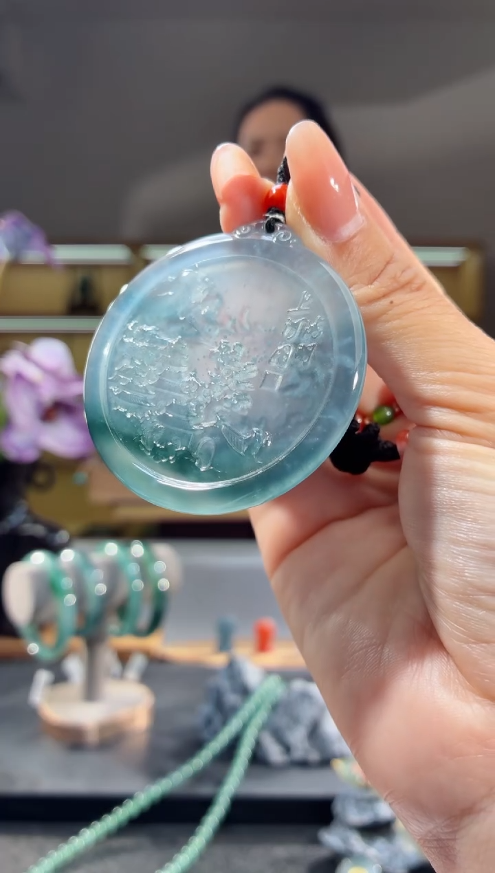 吊坠(不含链)未镶嵌翡翠山水牌