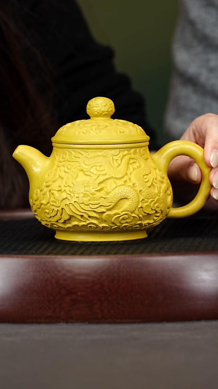 茶壶紫砂50PHJ潘壶 琉璃黄金段350cc
