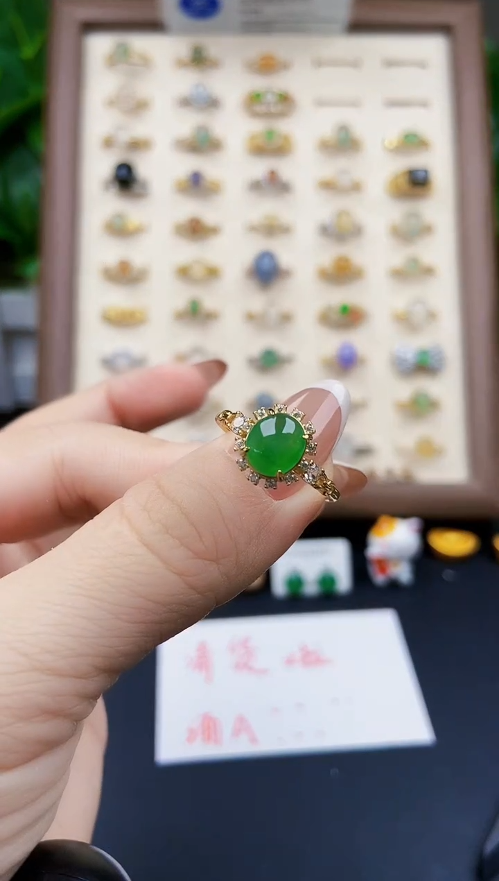 银S925镶嵌戒指翡翠2