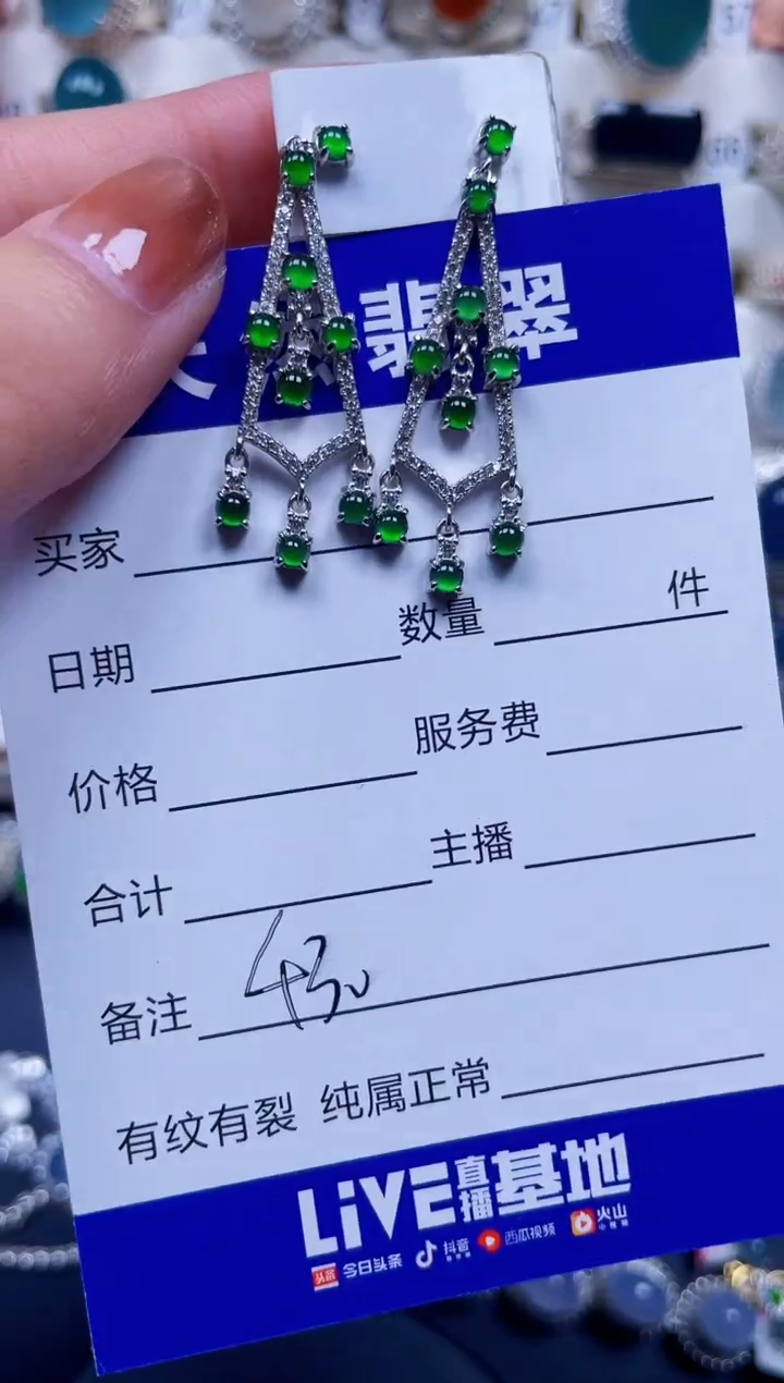 银S925镶嵌翡翠耳饰430