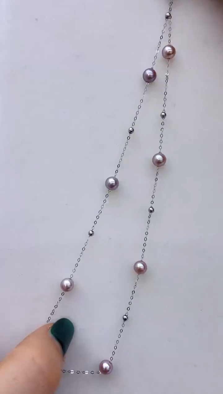 【闪购商品】淡水珍珠项链18K金镶嵌35 5-6mm