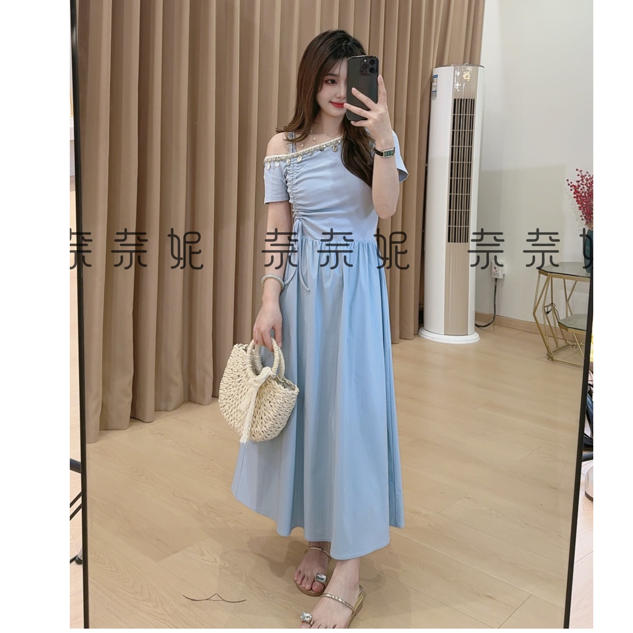 奈奈妮【仲夏甜心】连衣裙夏季高腰洋气衣服女显瘦气质自信22324