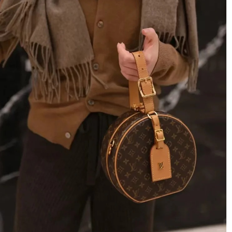 95新 LouisVuitton/路易威登 小花Jerry活动硬圆饼 中号 老花