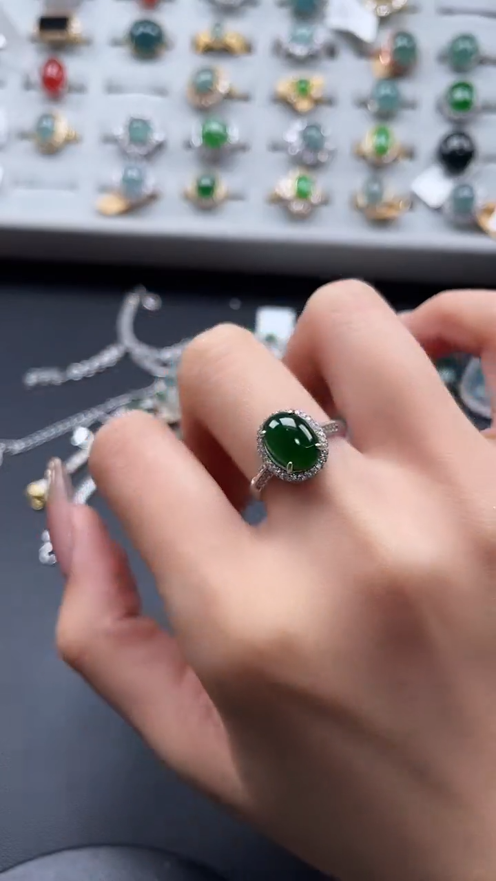 【闪购商品】翡翠戒指银S925镶嵌45764654