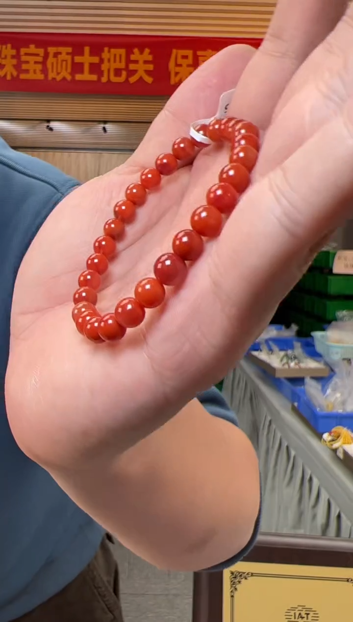 【闪购商品】南红玛瑙手串未镶嵌约6.5mm南红玛瑙圆珠单圈