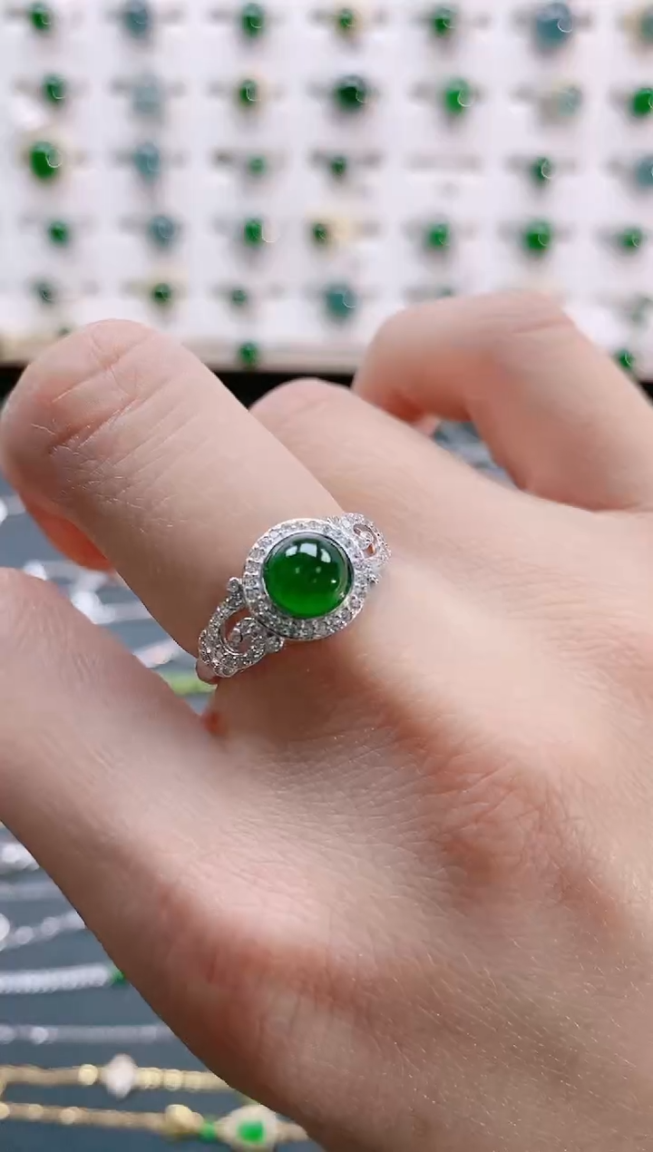 【闪购商品】翡翠戒指银S925镶嵌天然翡翠