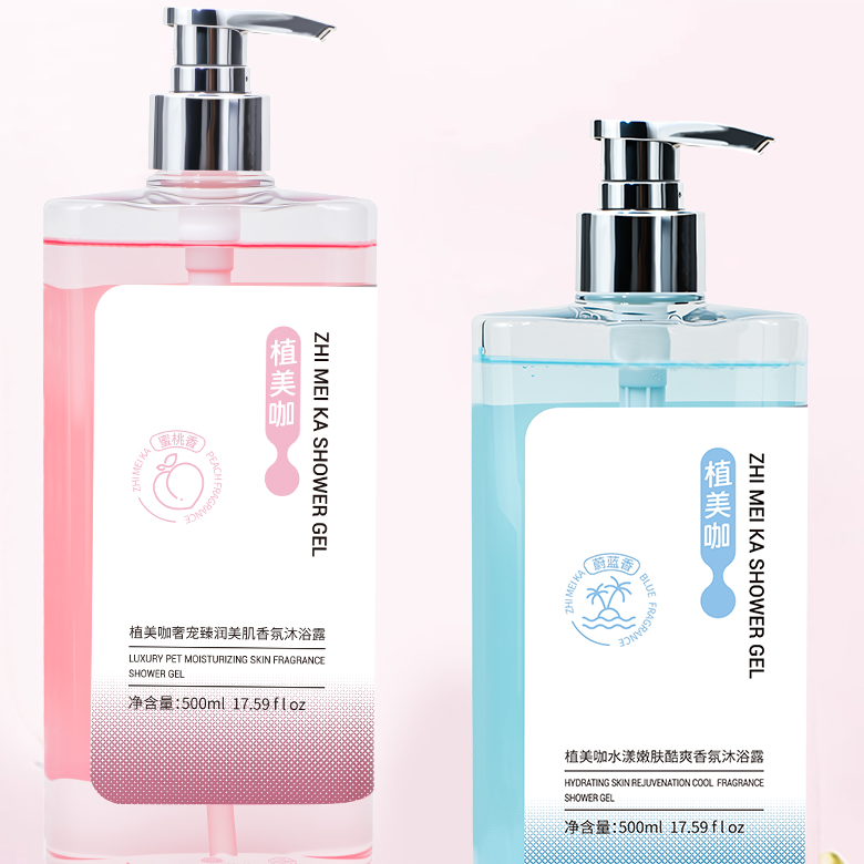 植美咖嫩肤酷爽臻润美肌蔚蓝香蜜桃香清洁香氛沐浴露500ml