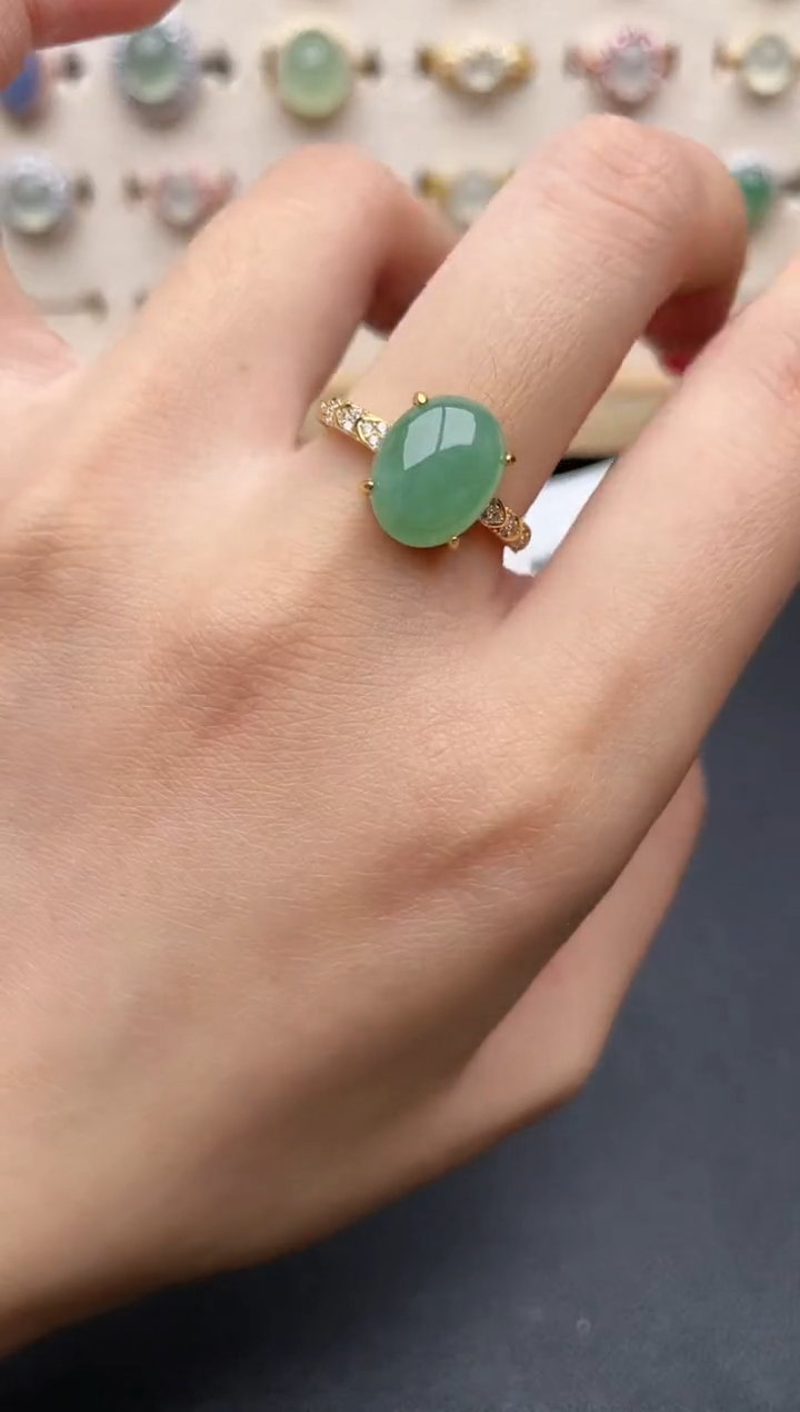 【闪购商品】翡翠戒指银S925镶嵌一物一证一礼盒