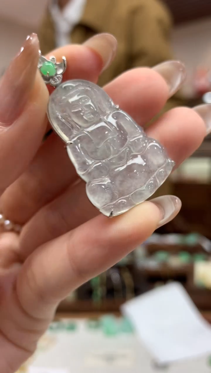 【闪购商品】翡翠18K金镶嵌吊坠(不含链)观音