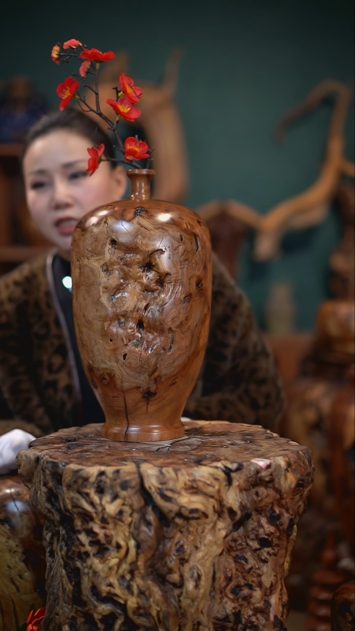 【闪购商品】枣木雷击枣木大梅瓶