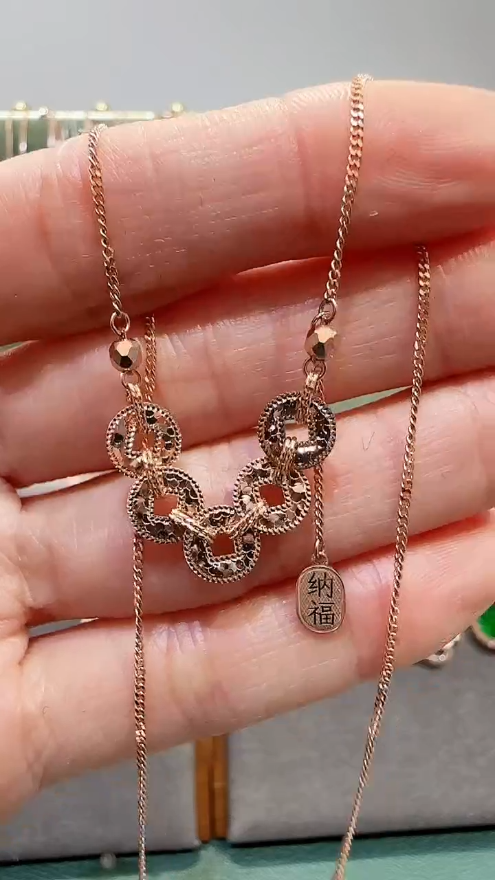 【闪购商品】18K金套链18K金爆闪铜钱套链