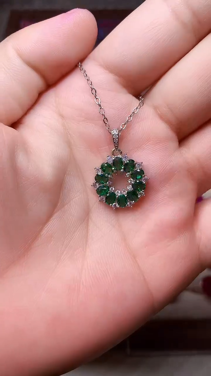 【闪购商品】祖母绿颈饰银S925镶嵌000