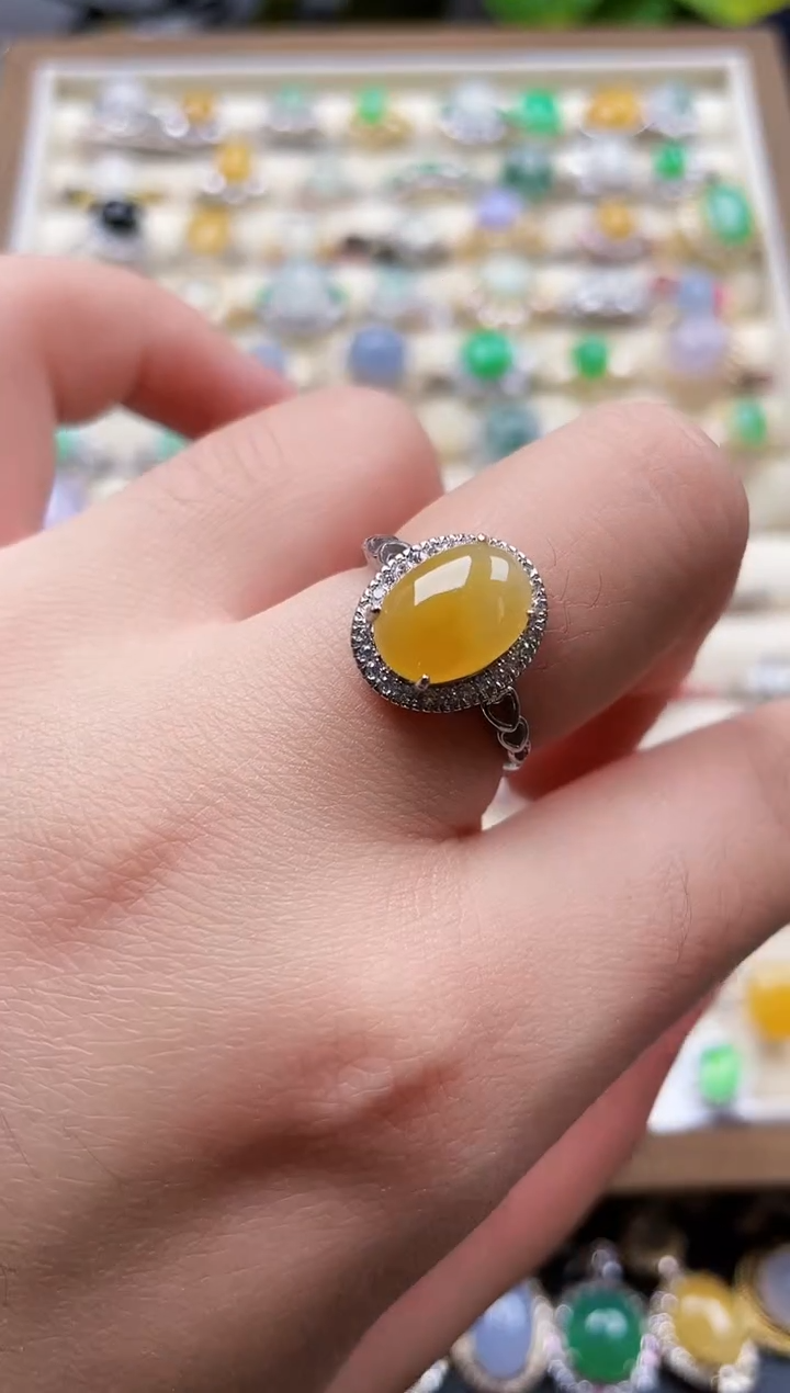 银S925镶嵌戒指翡翠222