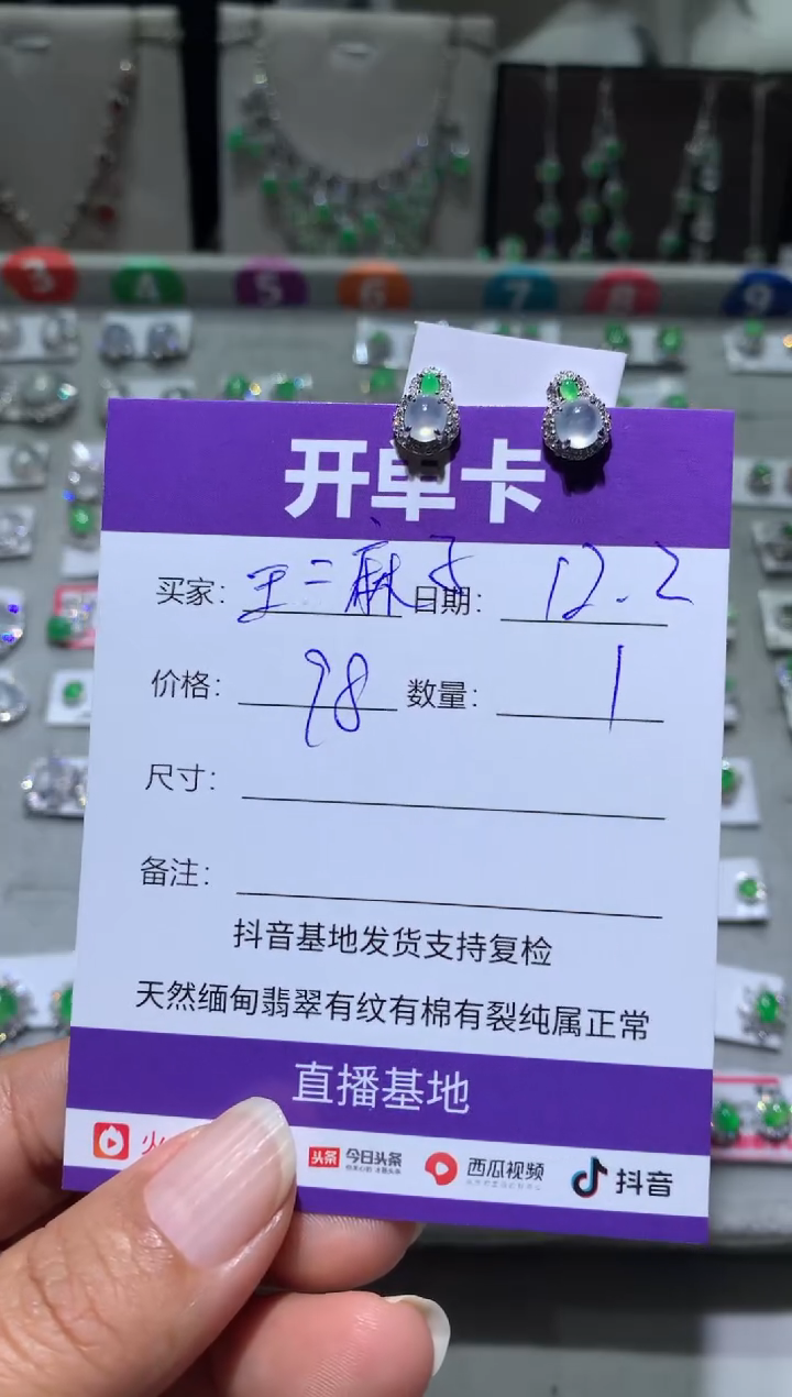 银S925镶嵌翡翠耳饰王**子向 王二麻子