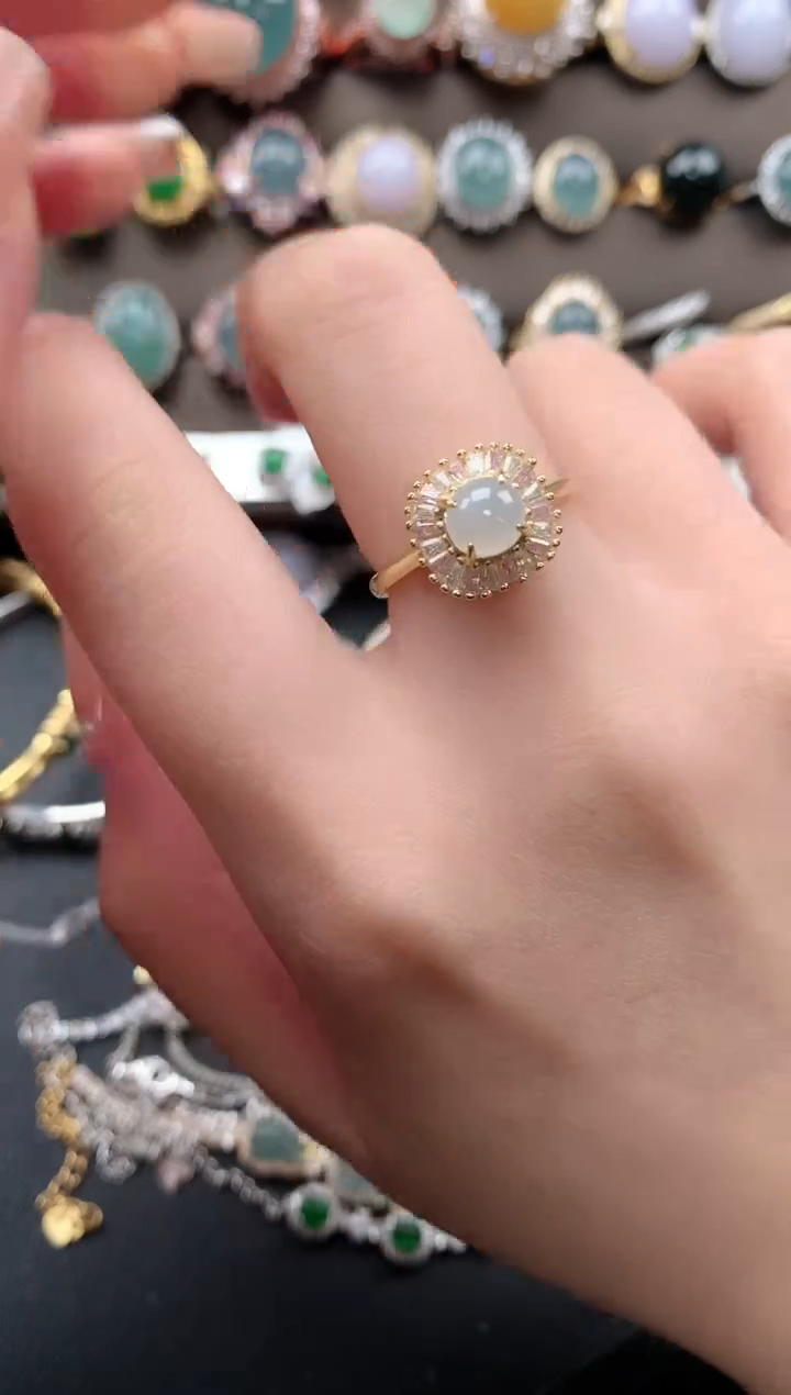 【闪购商品】翡翠戒指银S925镶嵌52141