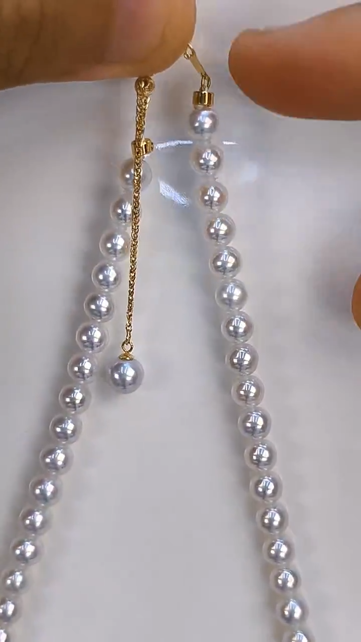 淡水珍珠18K金镶嵌项链5-6