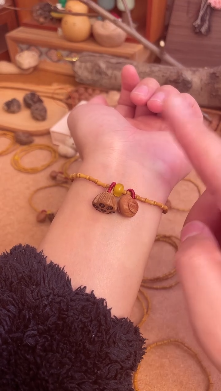 好运连连竹节手串一物一拍单圈加黄水晶