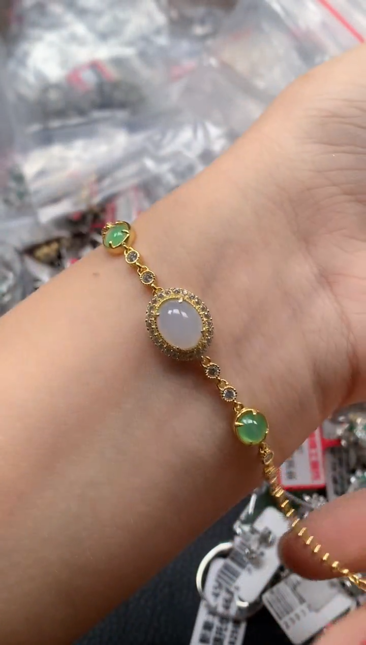 银S925镶嵌戒指翡翠天然A货缅甸翡翠