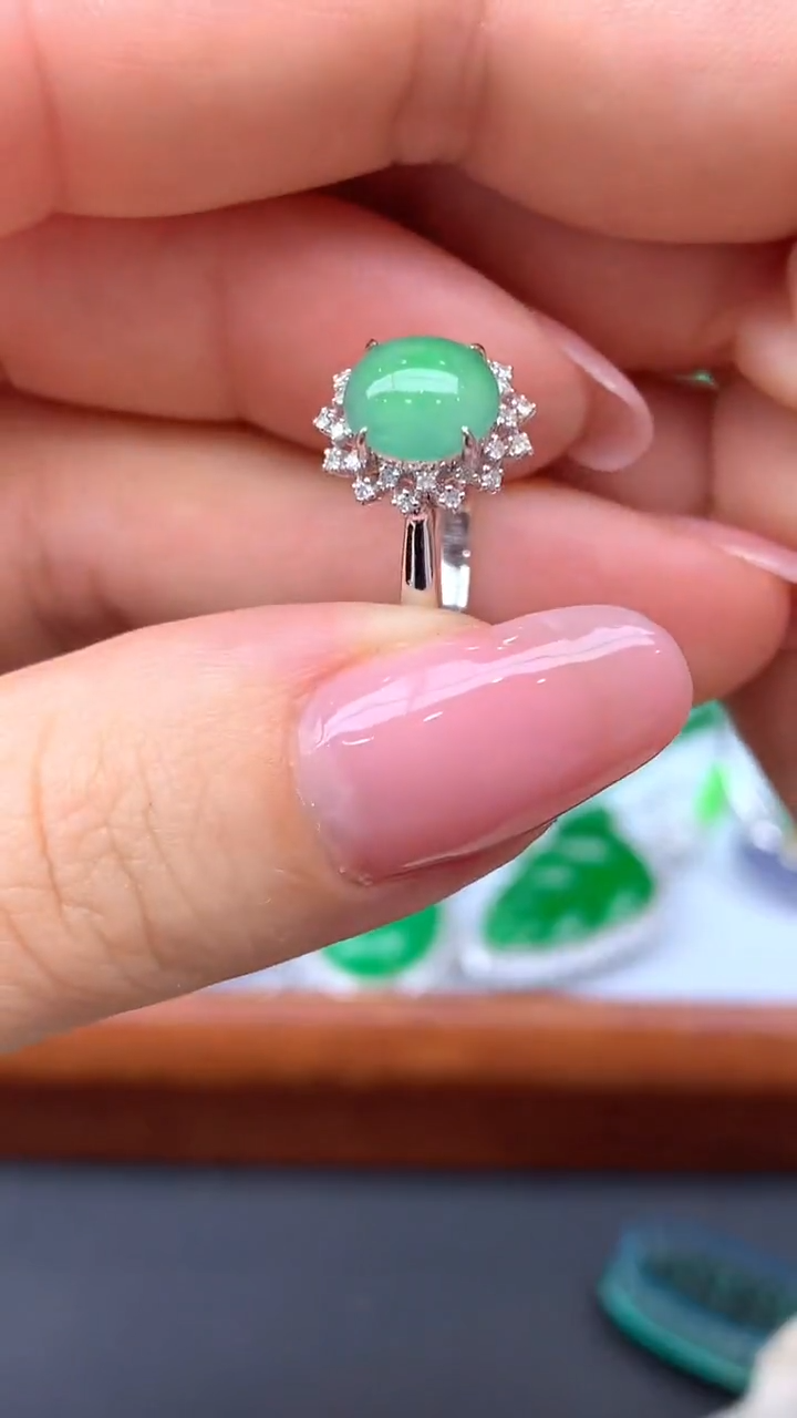 【闪购商品】翡翠戒指18K金镶嵌245-天然翡翠