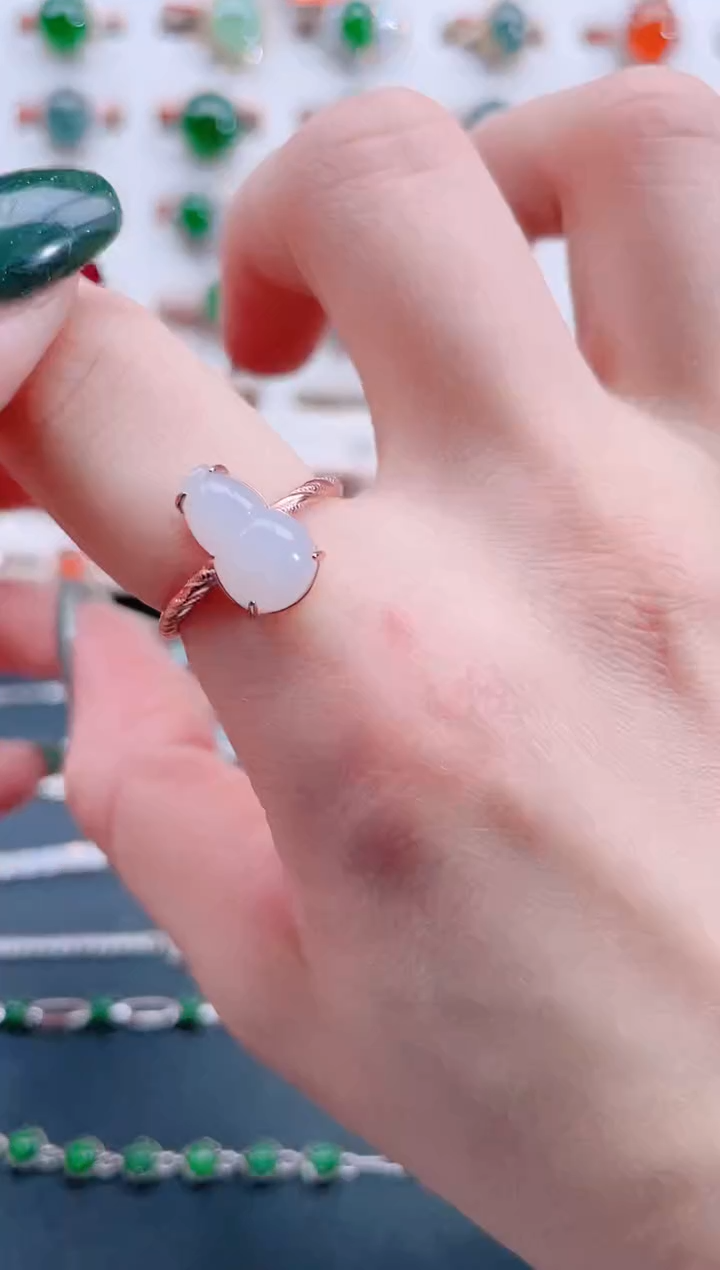 银S925镶嵌戒指翡翠天然翡翠