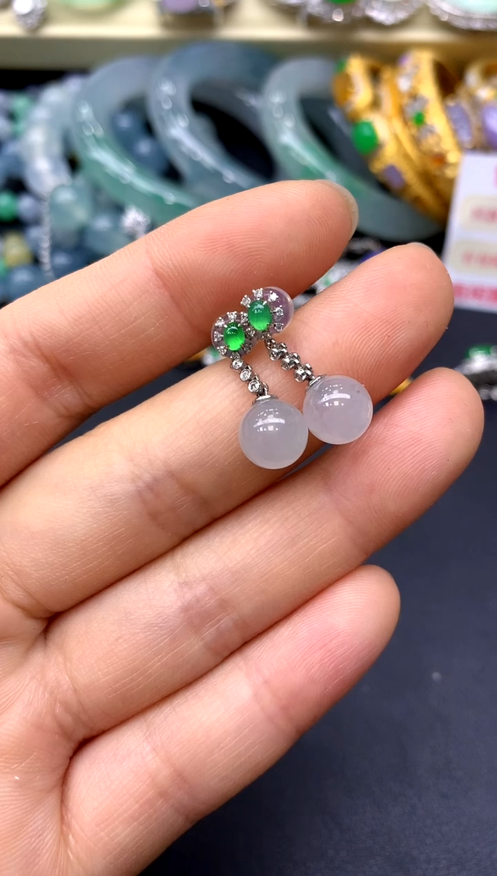 18K金镶嵌翡翠耳饰252-中国好珍宝