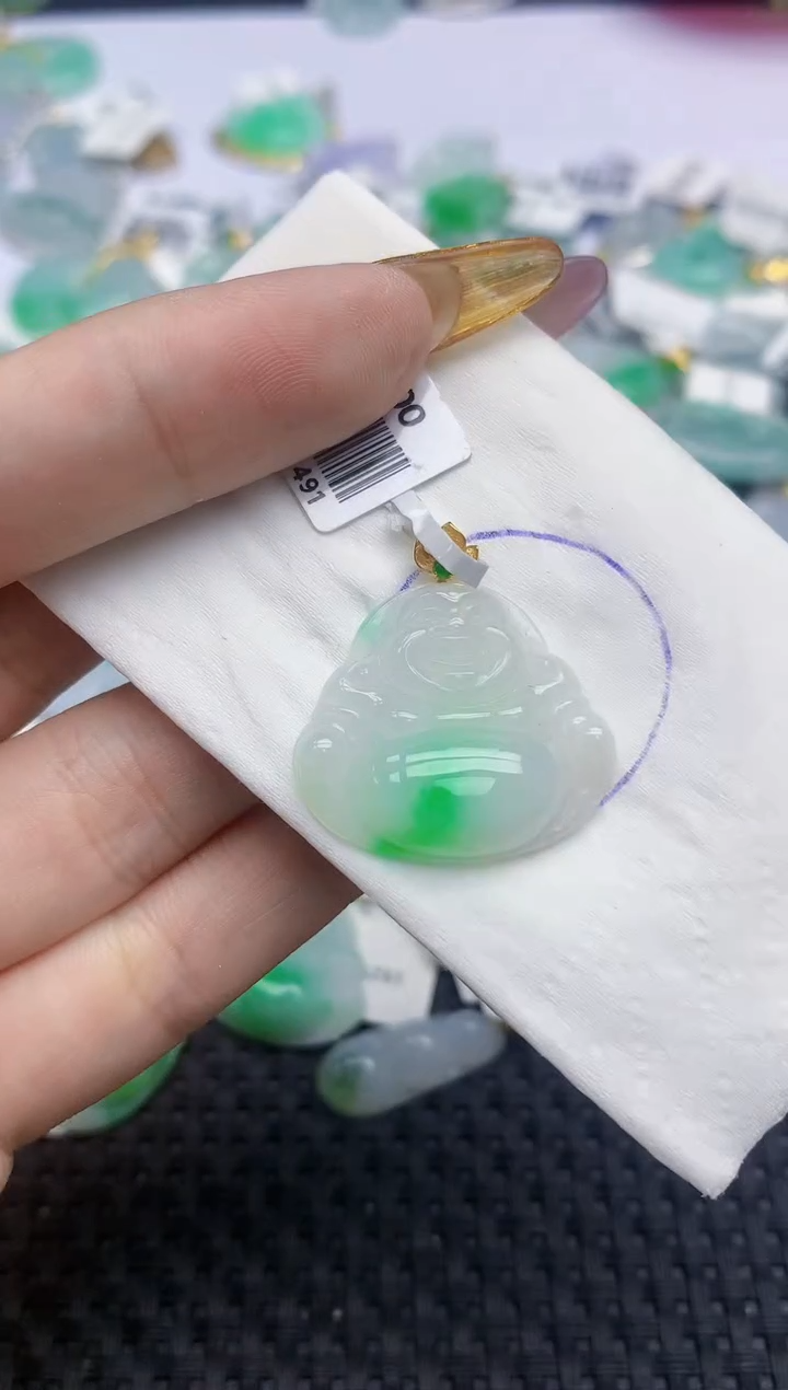 翡翠18K金镶嵌颈饰125   天然翡翠A货  百元以上9米证书费自理