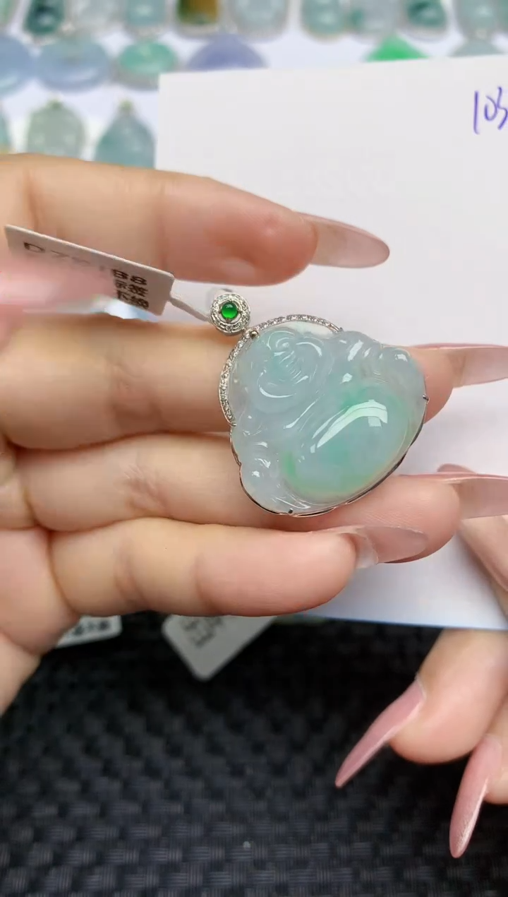 【闪购商品】翡翠颈饰18K金镶嵌天然A货翡翠 103