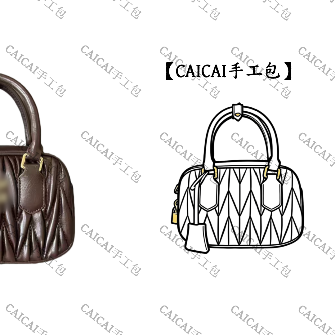 【CAICAI手工包】褶皱保龄球软羊皮革袋波士顿包手提枕头包【M14】