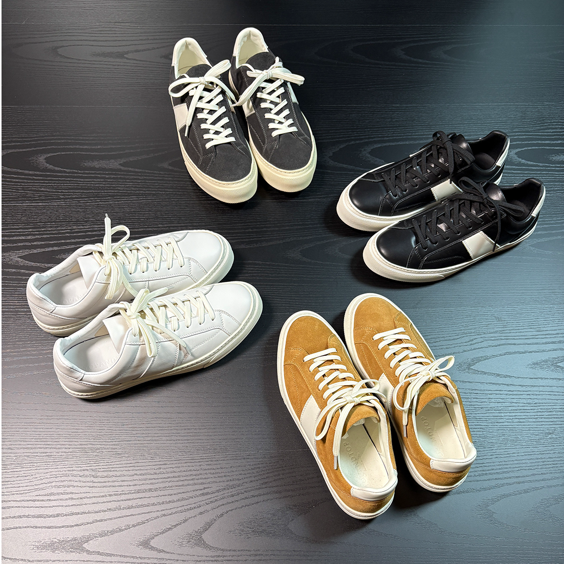 韩版男款【反绒皮真皮】拼接休闲鞋系带男士黑色黑白低帮百搭