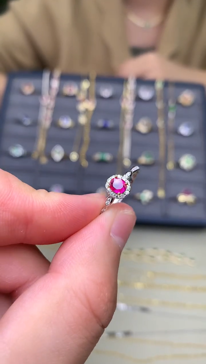银S925镶嵌戒指红宝石戒指
