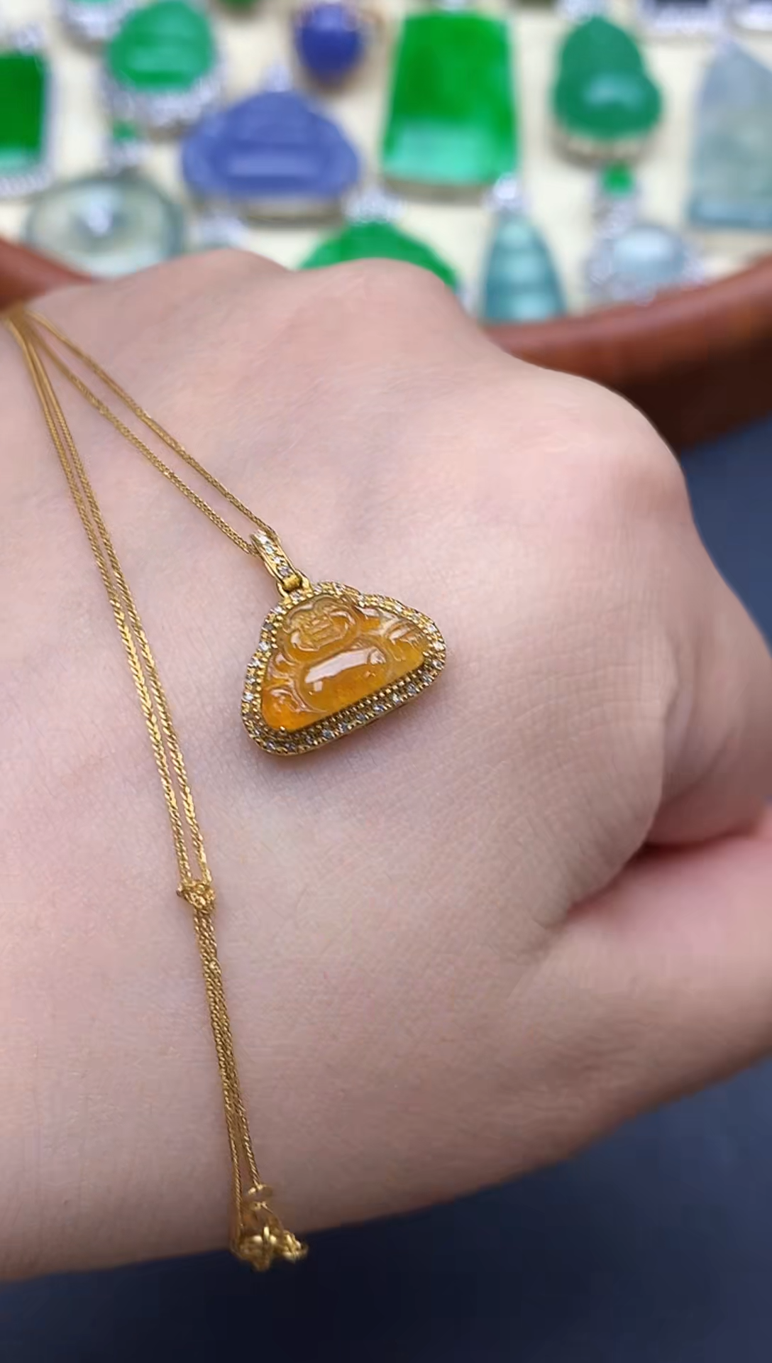 颈饰18K金镶嵌翡翠396-中国好珍宝