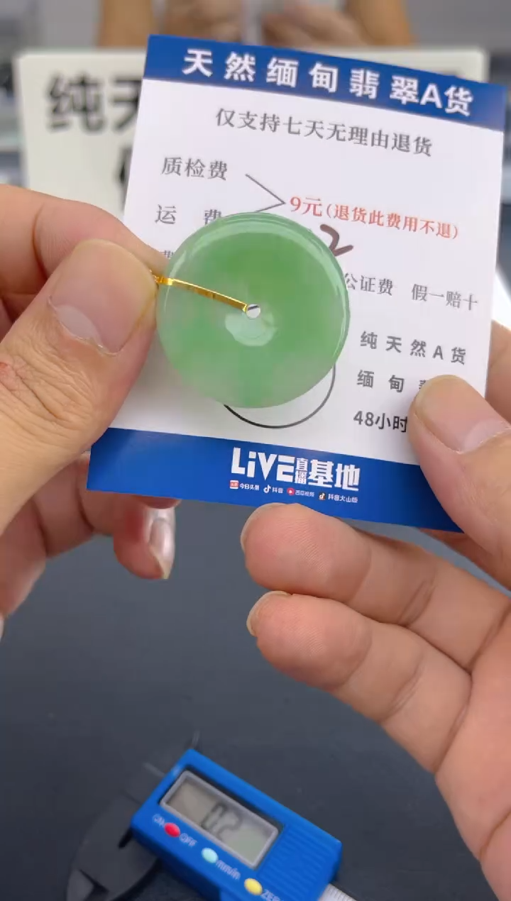 颈饰18K金镶嵌翡翠纯天然缅甸翡翠A货