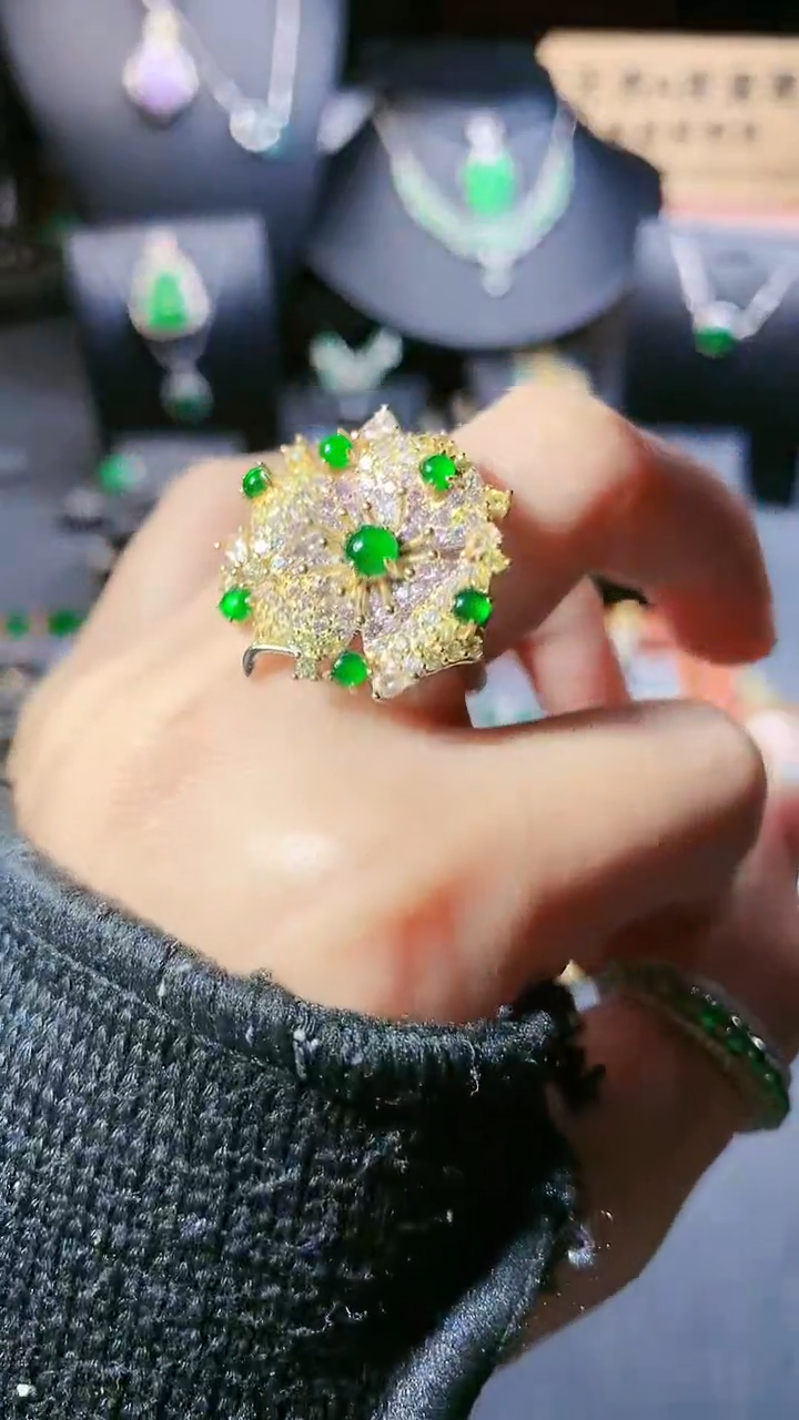 【闪购商品】翡翠戒指银S925镶嵌戒指