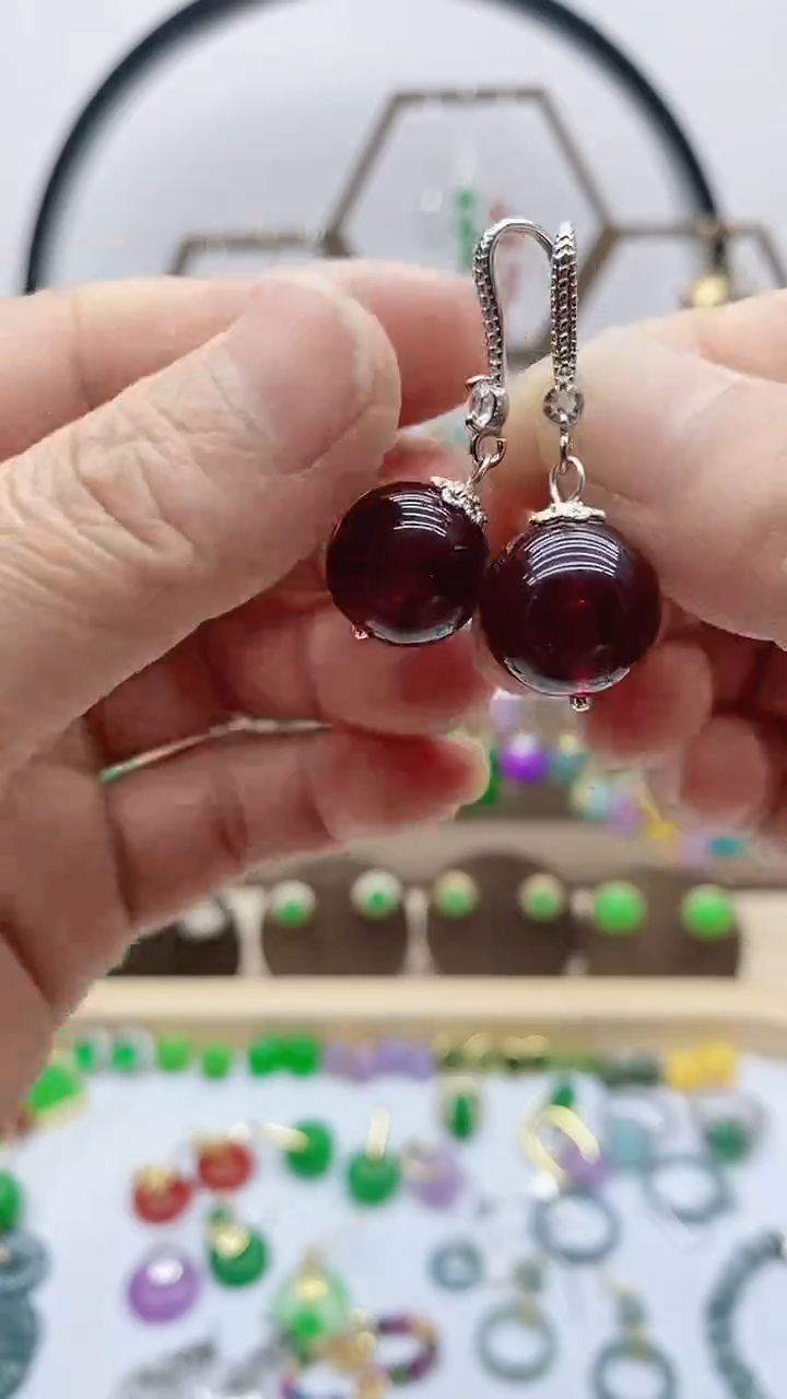 血珀未镶嵌耳饰89