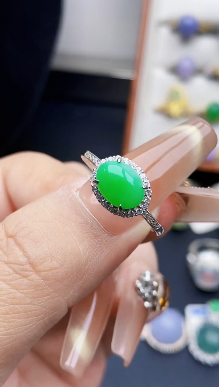 银S925镶嵌戒指翡翠3368