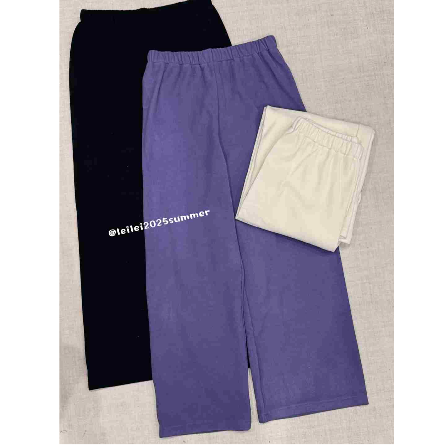 晶咕 【冬款加绒阔腿裤】全松紧高腰阔腿宽松直筒休闲裤