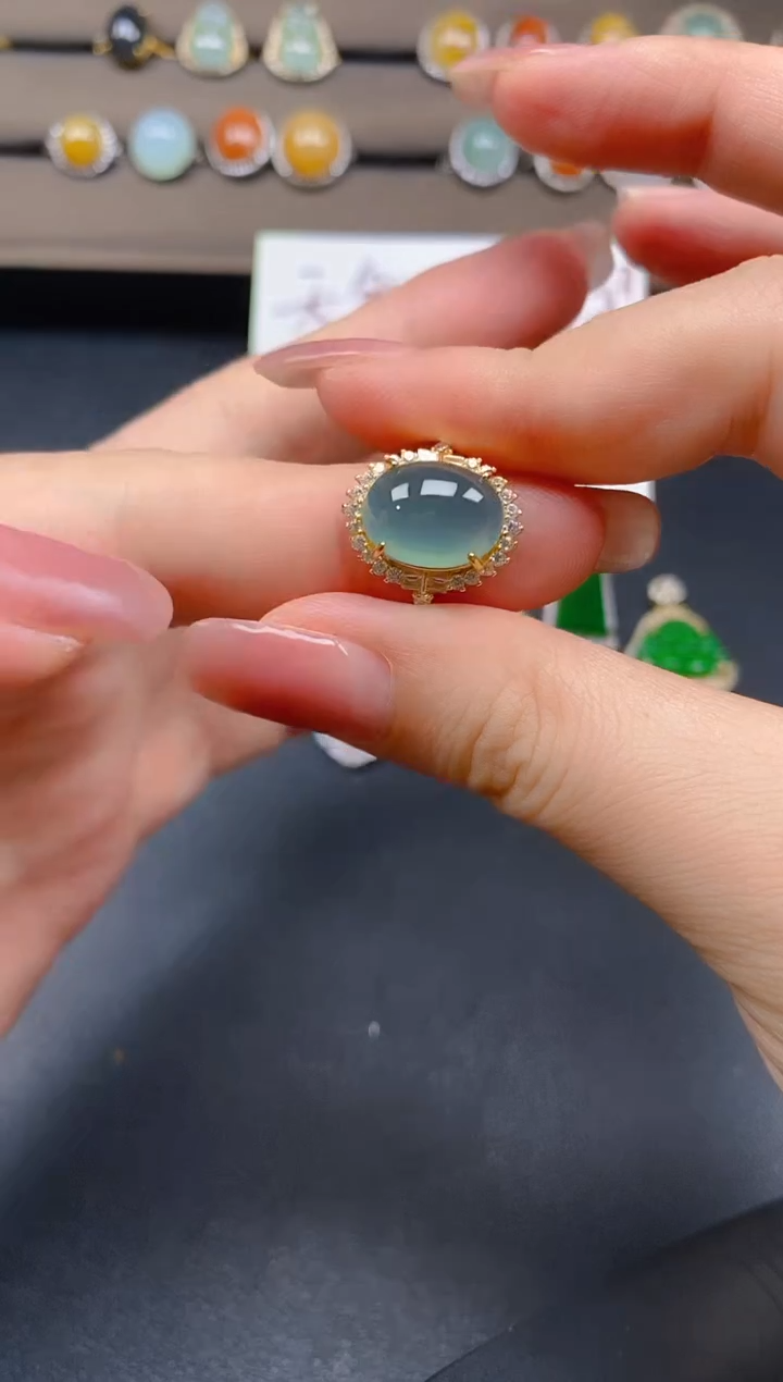 翡翠戒指银S925镶嵌38