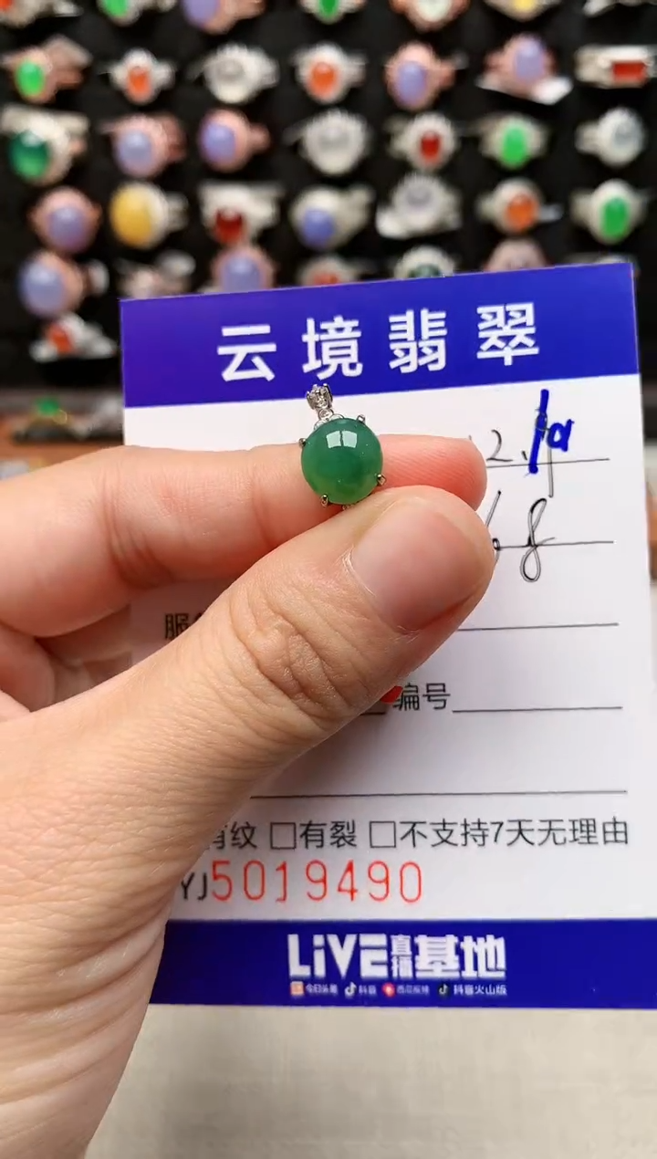银S925镶嵌戒指翡翠9490