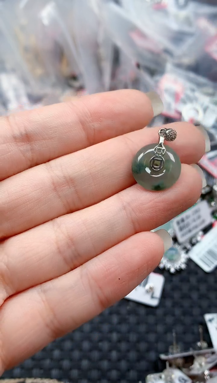 银S925镶嵌戒指翡翠天然A货缅甸翡翠