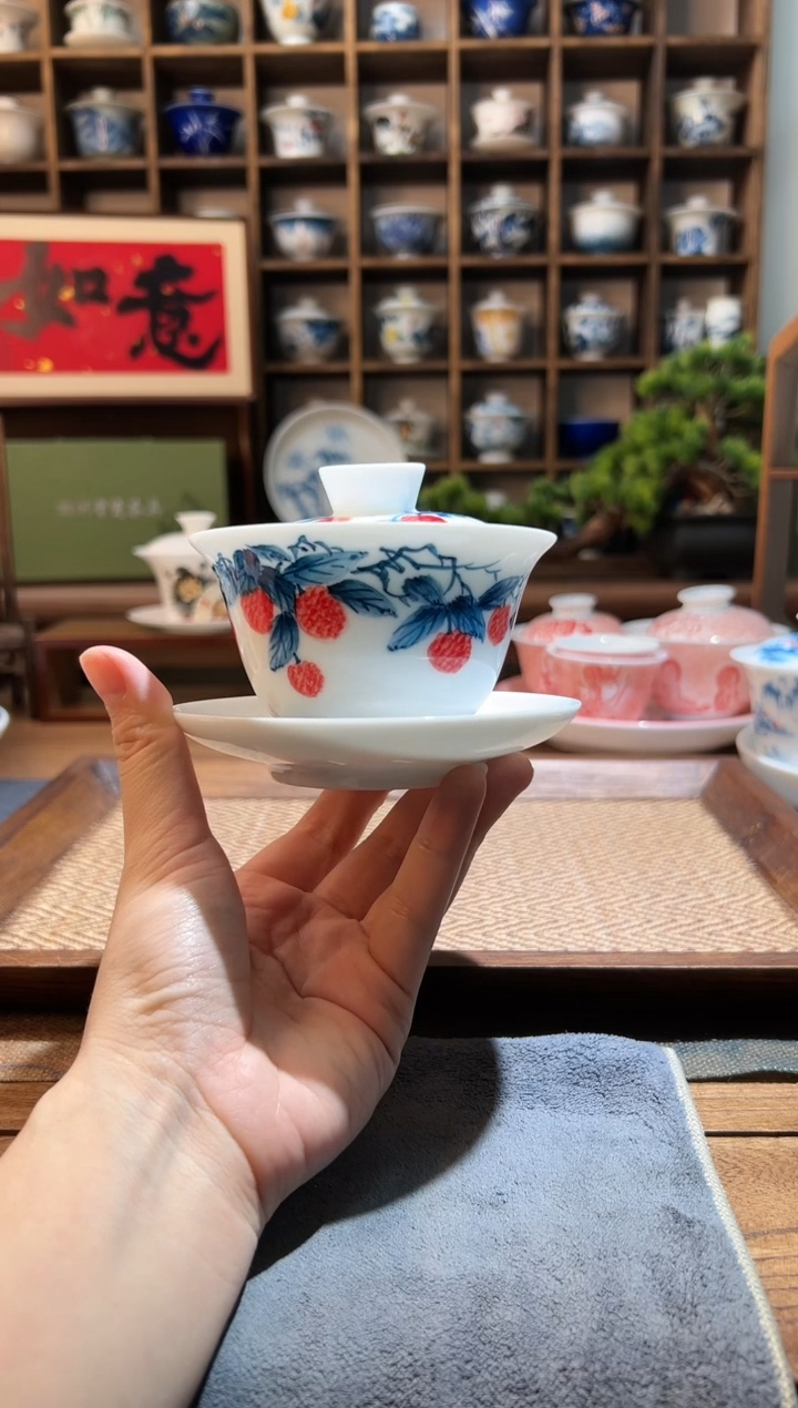 【闪购商品】手绘荔枝三才盖碗