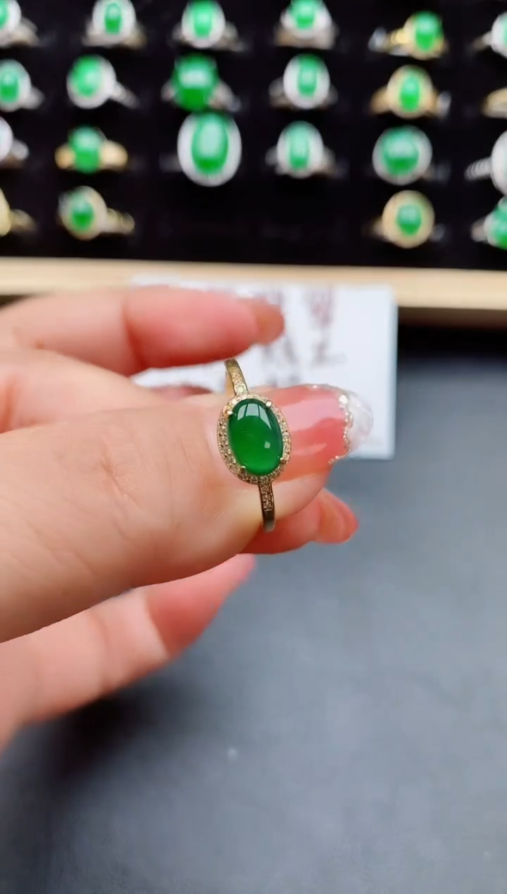 【闪购商品】翡翠戒指银S925镶嵌08000