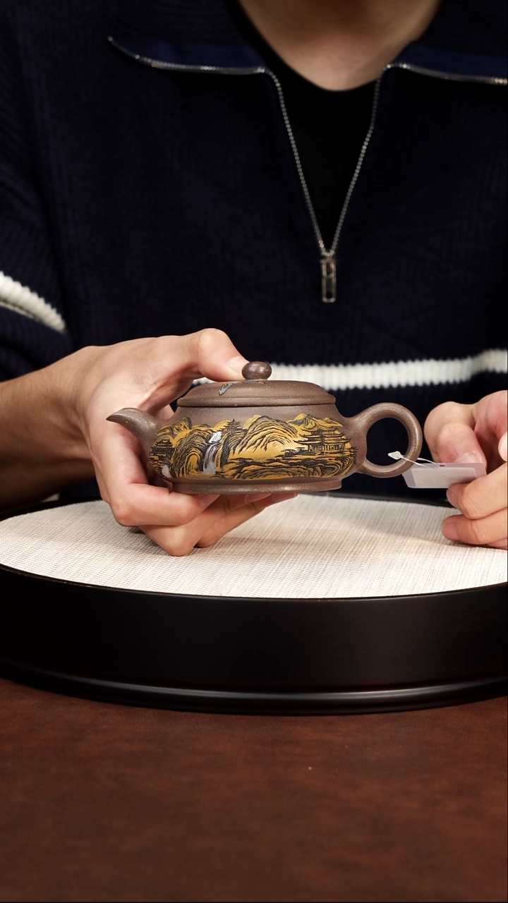 茶壶紫砂观山明炉 天青 顾林芬