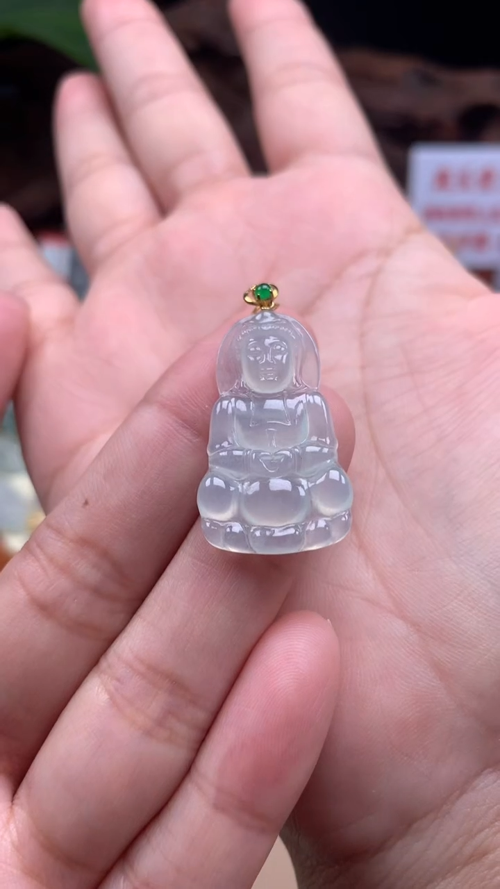 【闪购商品】翡翠颈饰18K金镶嵌观音