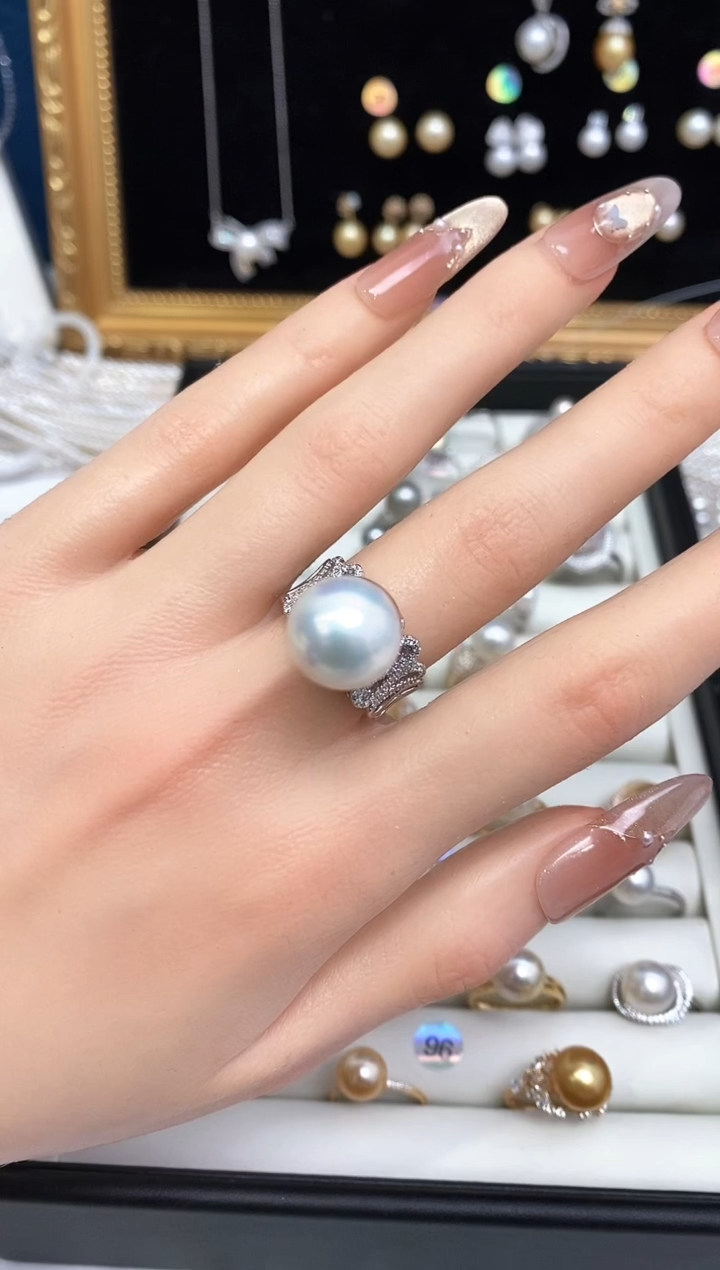 【闪购商品】淡水珍珠戒指银S925镶嵌12mm