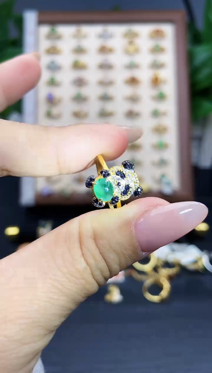 银S925镶嵌戒指翡翠12