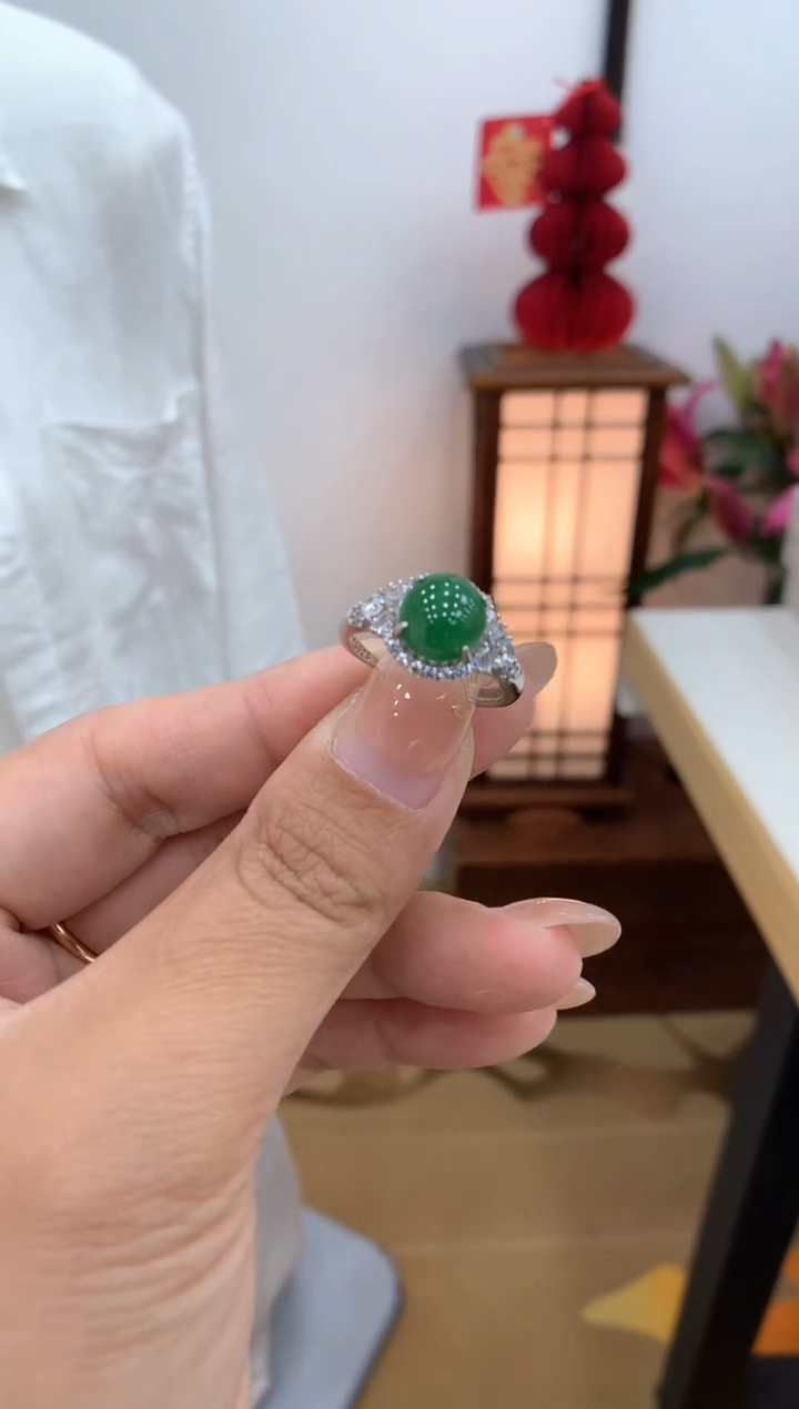 【闪购商品】翡翠戒指银S925镶嵌戒指