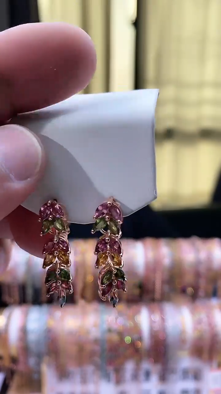 耳钉银S925镶嵌碧玺3543543453453