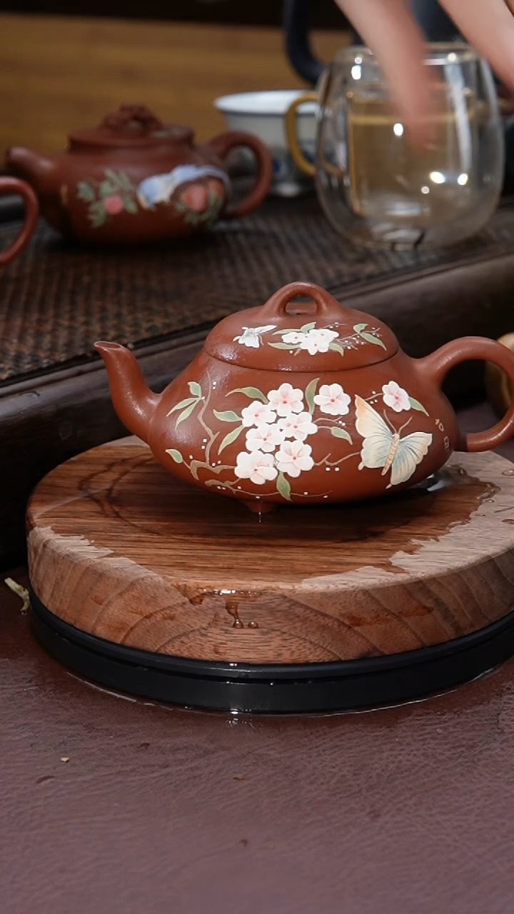 【闪购商品】紫砂茶壶泥绘三足汉唐石瓢紫砂壶